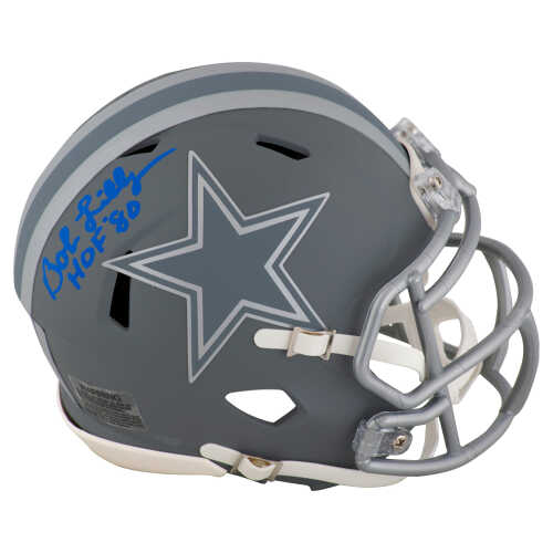 Bob Lilly Signed Dallas Cowboys SLATE Riddell Speed Mini Helmet w/HOF'80