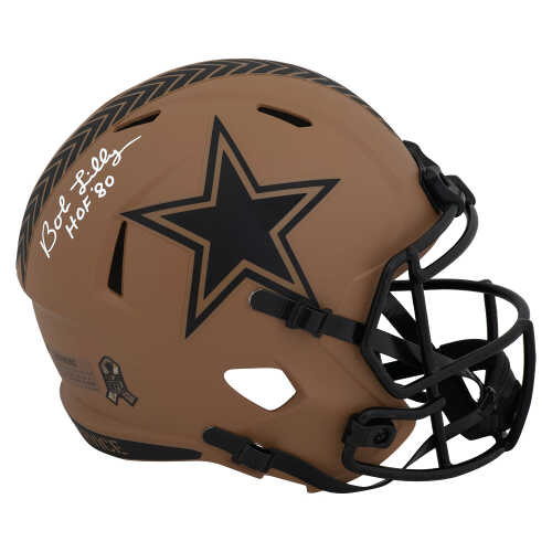 Bob Lilly Signed Dallas Cowboys SALUTE 2024 Riddell Full Size Speed Replica Helmet w/HOF'80