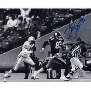 Louis Lipps Signed Pittsburgh Steelers B&W Action vs Dolphins 8x10 Photo