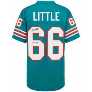 Larry Little Signed Teal T/B Custom Football Jersey w/HOF'93