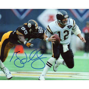 Greg Lloyd Signed Steelers vs Chargers Action 8×10 Photo