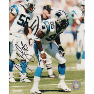 Greg Lloyd Signed Carolina Panthers White Jersey Stance 8x10 Photo