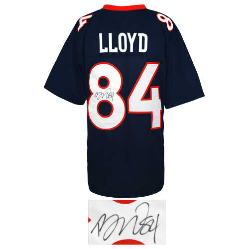 Brandon Lloyd Signed Navy & Orange Custom Football Jersey - Image 2