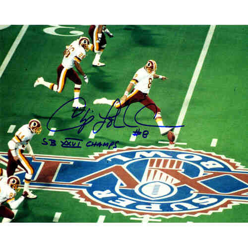 Chip Lohmiller Signed Washington Football Team SB XXVI Kickoff 8x10 Photo w/SB XXVI Champs