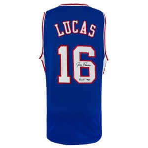 Jerry Lucas Signed Blue Throwback Custom Basketball Jersey w/HOF 1980