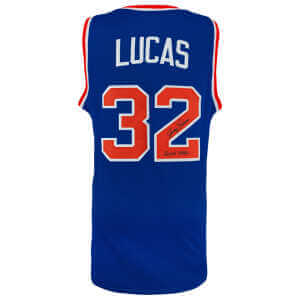 Jerry Lucas Signed Blue Custom Basketball Jersey w/HOF 1980