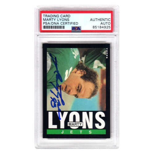 Marty Lyons Signed New York Jets 1985 Topps Football Trading Card #343 - (PSA Encapsulated)