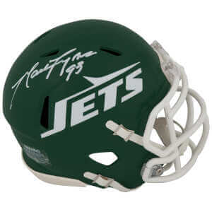 Marty Lyons Signed New York Jets Green Throwback Riddell Speed Mini Helmet