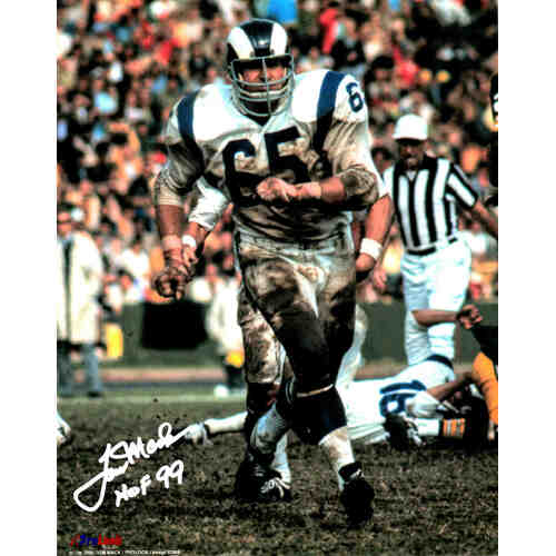 Tom Mack Signed Rams Action 8x10 Photo w/HOF'99