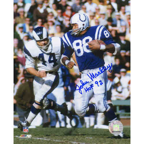 John Mackey Signed Colts Running With Football vs Rams 8x10 Photo w/HOF'92