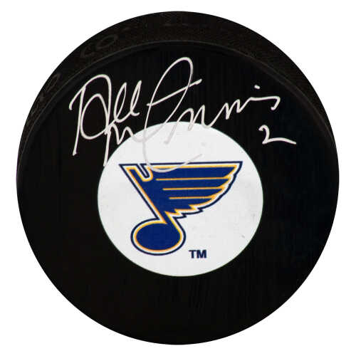 Al MacInnis Signed St. Louis Blues Medium Logo Hockey Puck