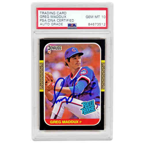 Greg Maddux Signed Chicago Cubs 1987 Donruss Rated Rookie Baseball Card #36 (PSA Encapsulated - Auto Grade 10)