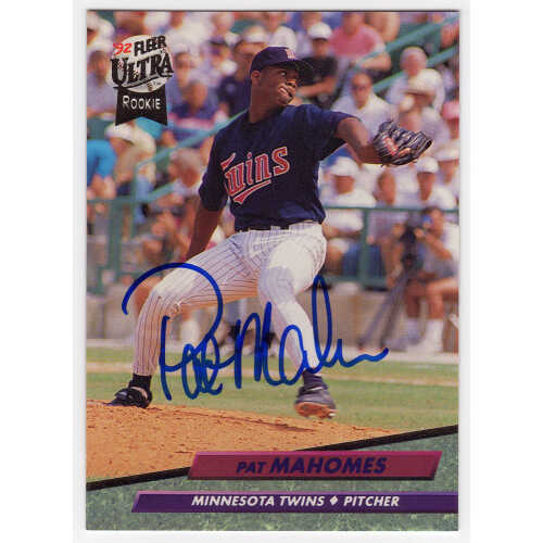 Pat (Patrick) Mahomes Sr. Signed Minnesota Twins 1992 Fleer Ultra Rookie Baseball Card #398