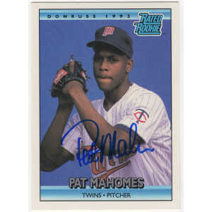 Pat (Patrick) Mahomes Sr. Signed Minnesota Twins 1992 Donruss Rate Rookie Baseball Card #403
