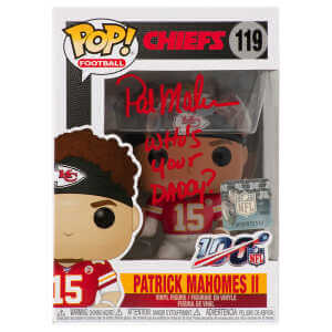 Pat (Patrick) Mahomes Sr. Signed Chiefs Patrick Mahomes NFL Funko Pop Doll #119 w/Who's Your Daddy?