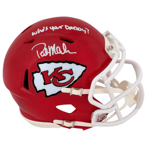 Pat (Patrick) Mahomes Sr. Signed Kansas City Chiefs Riddell Speed Mini Helmet w/Who's Your Daddy?