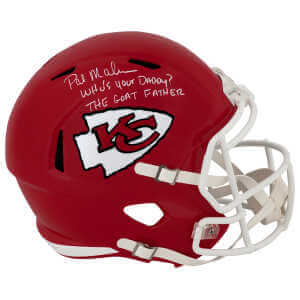 Pat (Patrick) Mahomes Sr. Signed Kansas City Chiefs Riddell Full Size Speed Replica Helmet w/2-Inscriptions