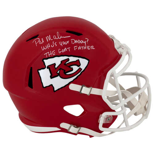 Pat (Patrick) Mahomes Sr. Signed Kansas City Chiefs Riddell Full Size Speed Replica Helmet w/2-Inscriptions