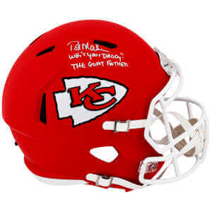 Pat (Patrick) Mahomes Sr. Signed Chiefs Riddell Full Size Speed Replica Helmet w/Who's Your Daddy, Goatfather