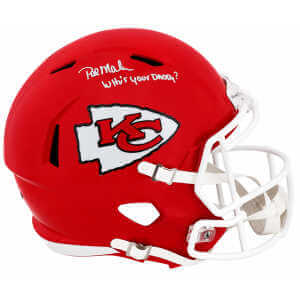 Pat (Patrick) Mahomes Sr. Signed Kansas City Chiefs Riddell Full Size Speed Replica Helmet w/Who's Your Daddy?