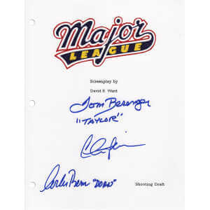 Charlie Sheen, Corbin Bernsen & Tom Berenger Signed Major League Movie Script Cover Page w/Taylor, Dorn