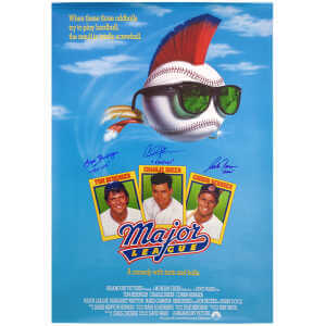 Charlie Sheen, Corbin Bernsen & Tom Berenger Signed Major League 27&times;40 Full Size Movie Poster w/Character Names