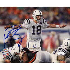 Peyton Manning Signed Indianapolis Colts SB XLI Signaling At Line 8x10 Photo- (JSA)