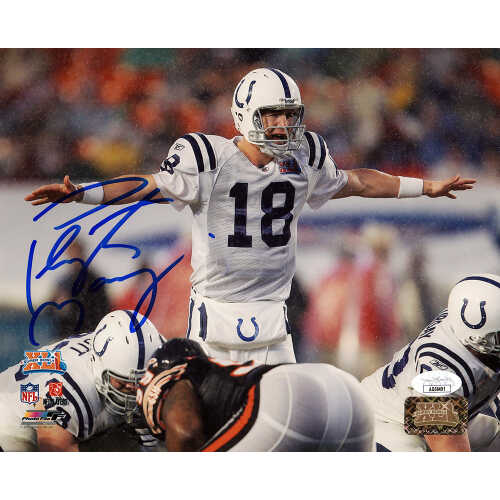 Peyton Manning Signed Indianapolis Colts SB XLI Signaling At Line 8x10 Photo- (JSA)