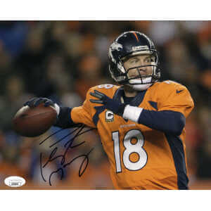 Peyton Manning Signed Denver Broncos Orange Jersey Close Up 8x10 Photo- (JSA)