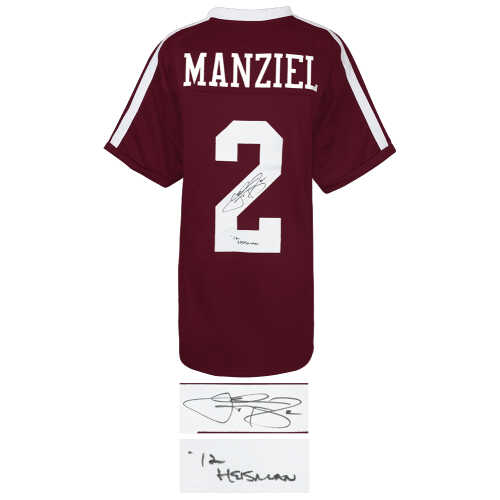 Johnny Manziel Signed Maroon Custom Football Jersey w/12 Heisman - Image 2