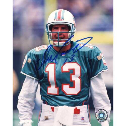 Dan Marino Signed Miami Dolphins Teal Jersey Close Up 8x10 Photo