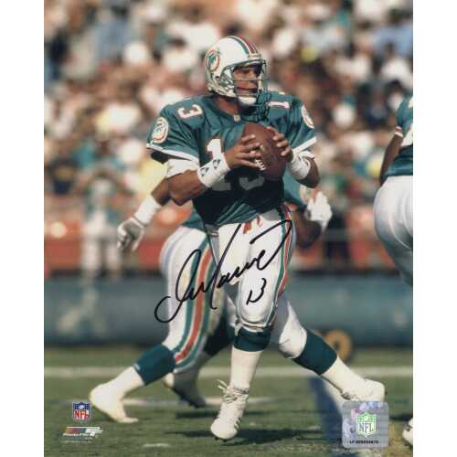 Dan Marino Signed Miami Dolphins Dropback Teal Jersey Action 8x10 Photo