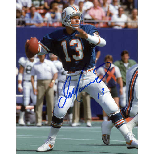 Dan Marino Signed Miami Dolphins Arm Back Teal Jersey Action 8x10 Photo