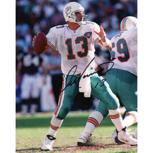 Dan Marino Signed Miami Dolphins White Jersey 75th Anniversary Patch Action 8x10 Photo