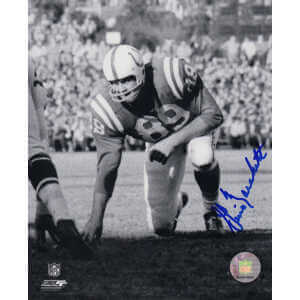 Gino Marchetti Signed Colts B&W Stance Action 8x10 Photo