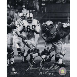 Gino Marchetti Signed Colts B&W White Jersey Action vs Lions 8x10 Photo w/HOF'72