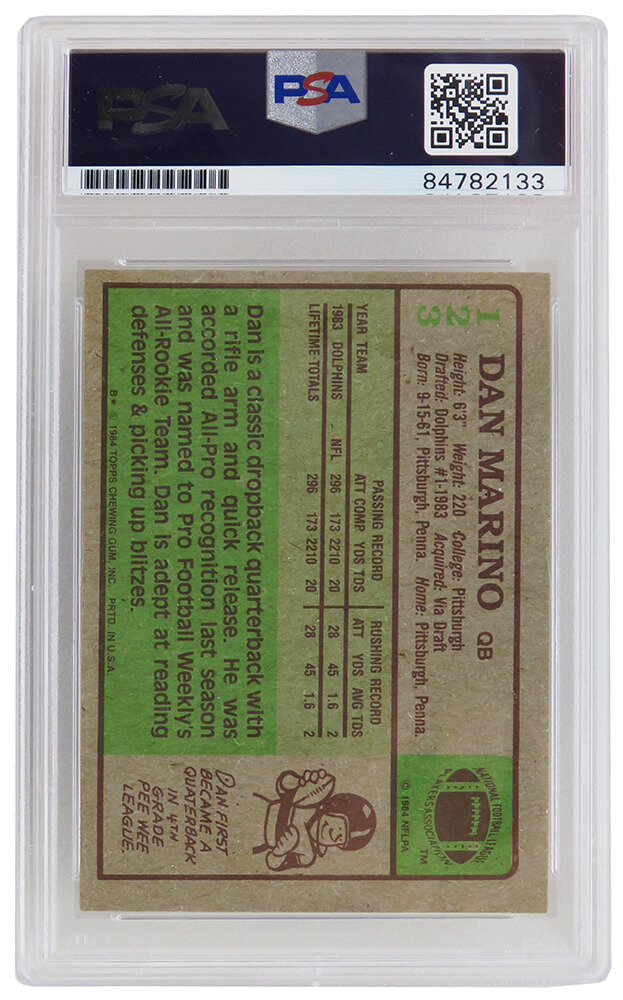 Dan Marino 1984 Topps Football Rookie Card RC #123 Graded PSA 5