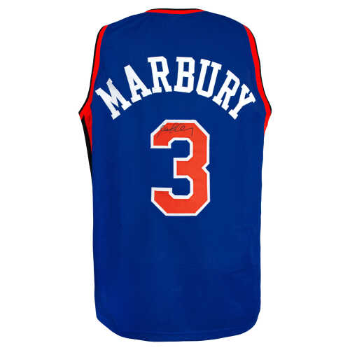 Stephon Marbury Signed Blue Custom Basketball Jersey