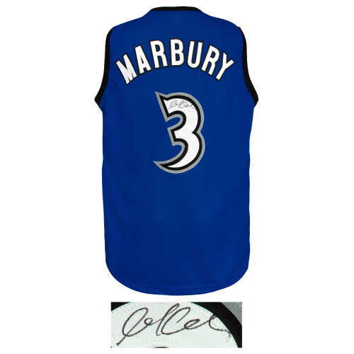 Stephon Marbury Signed Blue Throwback Custom Basketball Jersey - Image 2