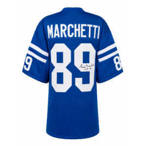 Gino Marchetti Signed Blue Throwback Custom Football Jersey w/HOF'72