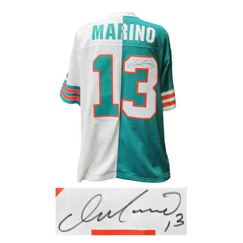 Dan Marino Signed Miami Dolphins 1984 Throwback Teal & White Mitchell & Ness Split Jersey