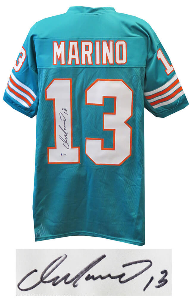 Buy Dan Marino Miami Dolphins Signed Teal Custom Jersey