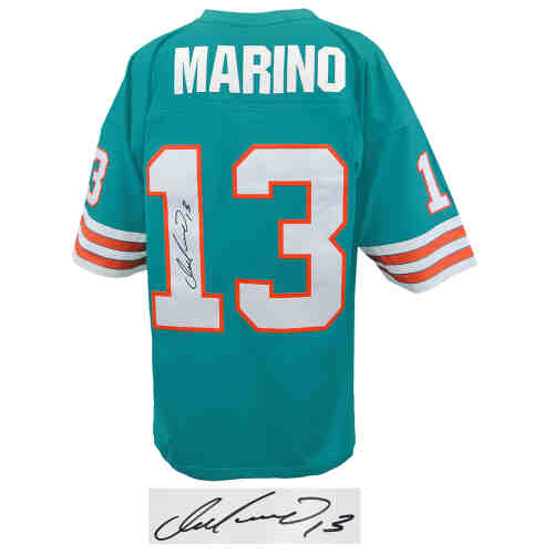 Dan Marino Signed Miami Dolphins Throwback Teal Mitchell & Ness NFL Legacy Football Jersey - Image 2