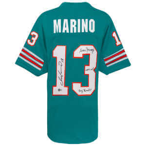 Dan Marino & Sean Young Dual Signed Teal Custom Football Jersey w/Ray Finkle, Laces Out Dan
