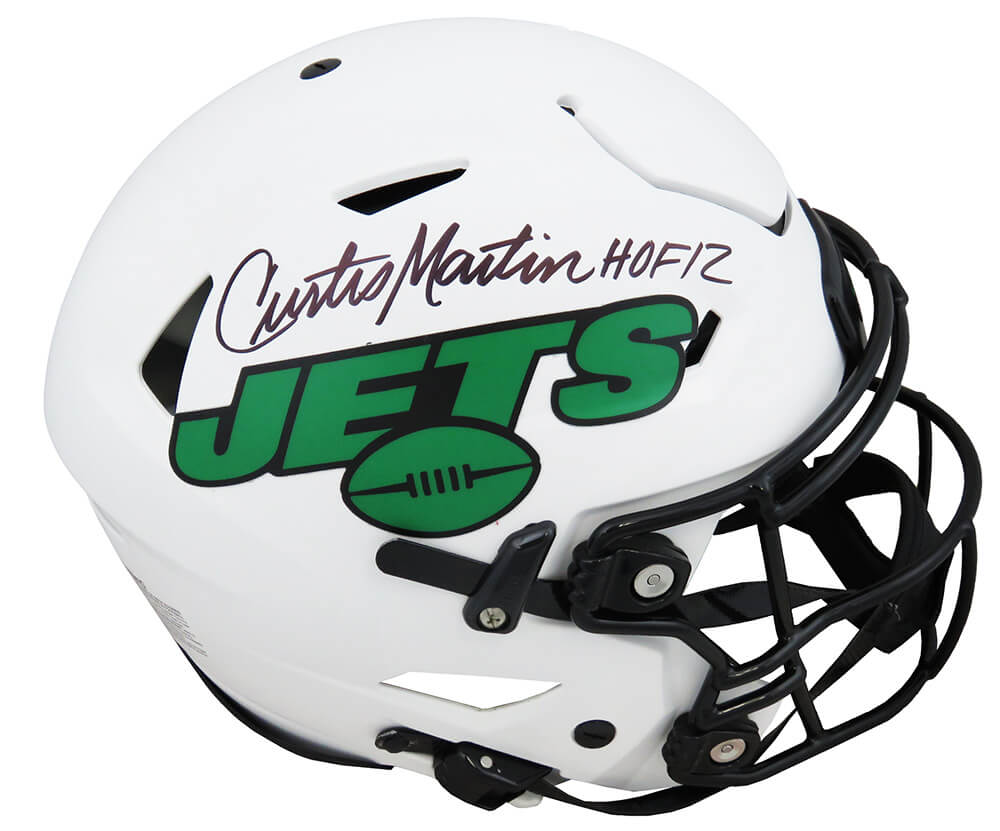 Curtis Martin Signed Jets Riddell Mini Helmet w/HOF'12 