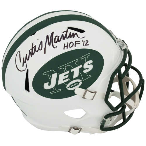 Curtis Martin Signed New York Jets White Throwback Riddell Full Size Speed Replica Helmet w/HOF'12