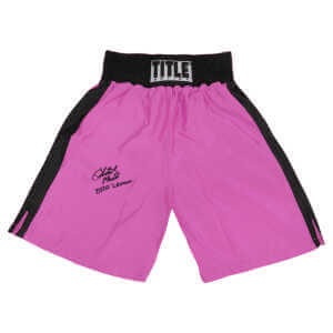 Christy Martin Signed Title Pink & Black Women's Boxing Trunks w/2020 IB HOF