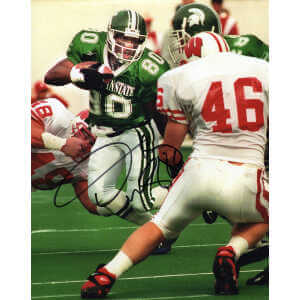 Derrick Mason Signed Michigan State Action vs Wisconsin 8x10 Photo