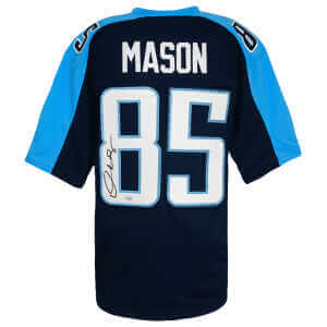 Derrick Mason Signed Navy Blue Custom Football Jersey - (JSA)