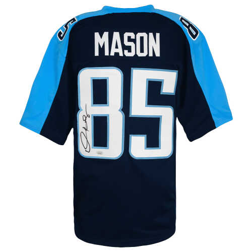 Derrick Mason Signed Navy Blue Custom Football Jersey - (JSA)